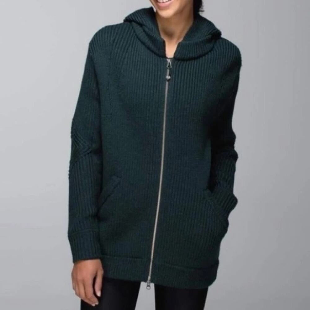 Lululemon Sweat-Er Once a Day Hooded Sweater Jacket 100% Merino Wool Medium